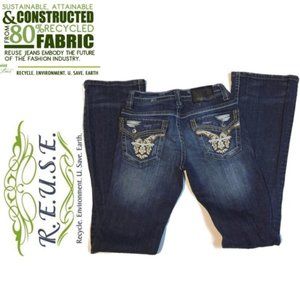 ♻️REUSE Recycled Denim Jean Embellished Flap 26♻️